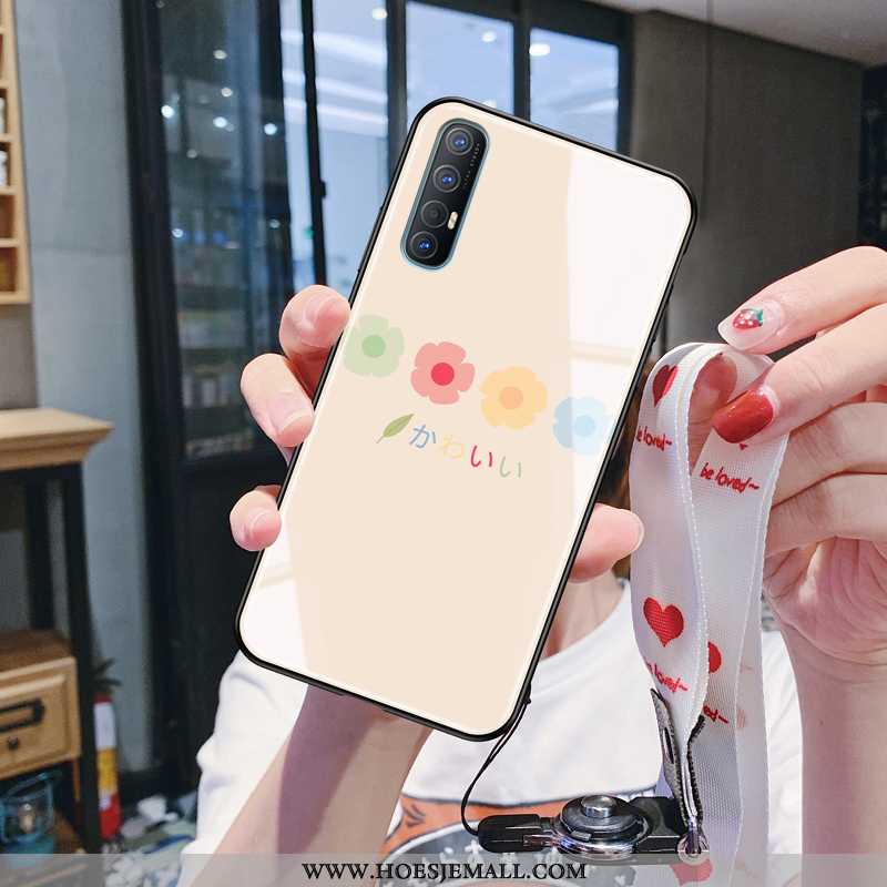 Hoesje Oppo Reno 3 Pro Dun Zacht Siliconen Bloemen Hanger Nieuw Beige