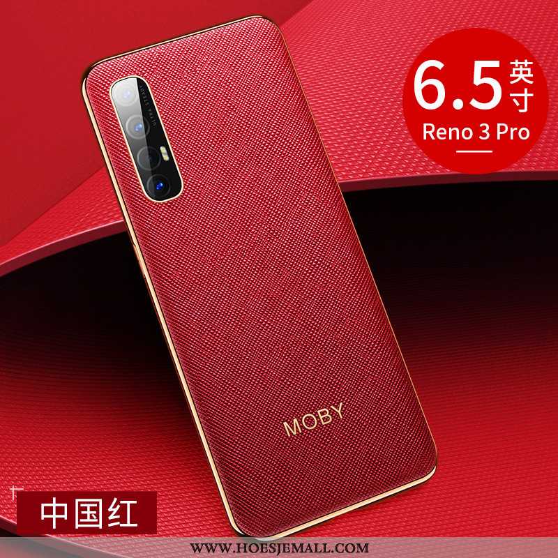 Hoesje Oppo Reno 3 Pro Dun Bescherming Net Red Bedrijf Mobiele Telefoon High End Trend Bordeaux