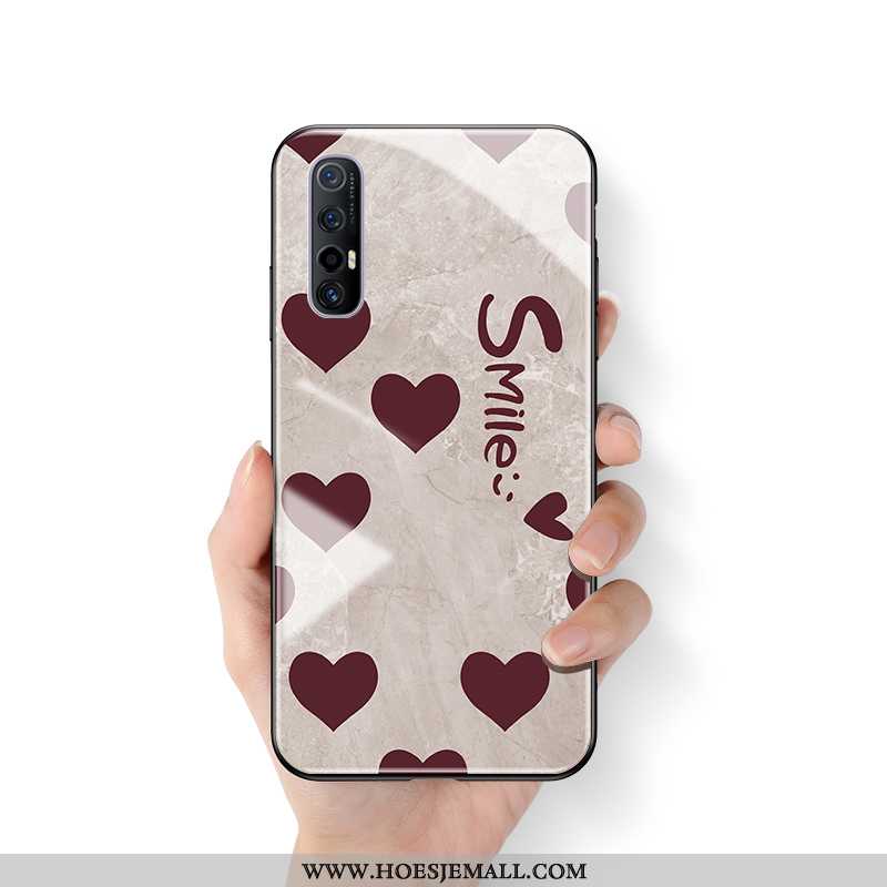 Hoesje Oppo Reno 3 Pro Siliconen Bescherming Liefde Lovers Vintage Hoes Scheppend Beige