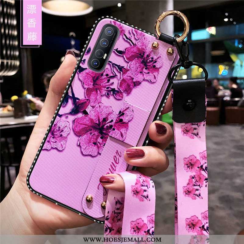 Hoes Oppo Reno 3 Pro Siliconen Bescherming Mobiele Telefoon Bloemen Vers Purper