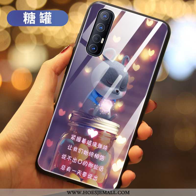 Hoes Oppo Reno 3 Pro Bescherming Glas Rat Anti-fall Blauw Mobiele Telefoon Blauwe