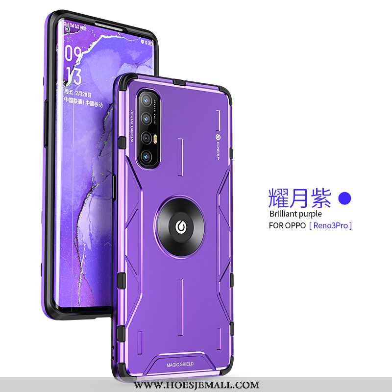 Hoesje Oppo Reno 3 Pro Trend Super Hoes Net Red Anti-fall All Inclusive Bescherming Purper