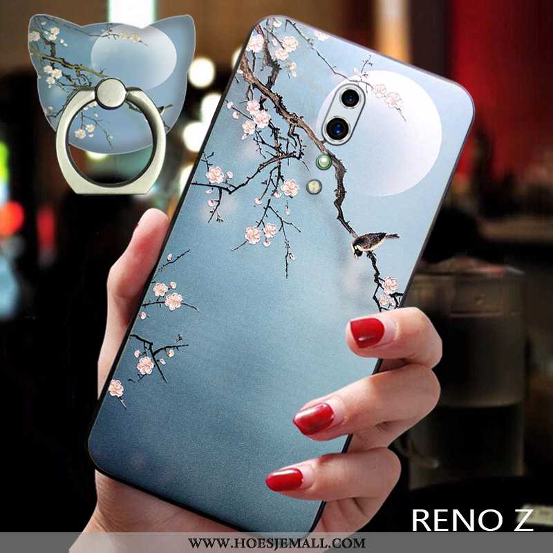 Hoesje Oppo Reno Z Trend Zacht Anti-fall Wind Schrobben All Inclusive Siliconen Blauwe