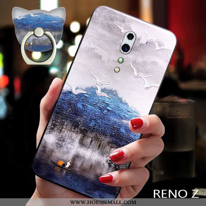 Hoesje Oppo Reno Z Trend Zacht Anti-fall Wind Schrobben All Inclusive Siliconen Blauwe