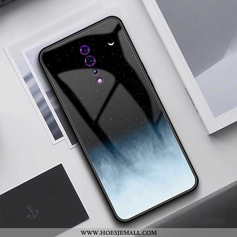 Hoesje Oppo Reno Z Siliconen Glas Anti-fall Trend Licht Mobiele Telefoon Blauw Blauwe