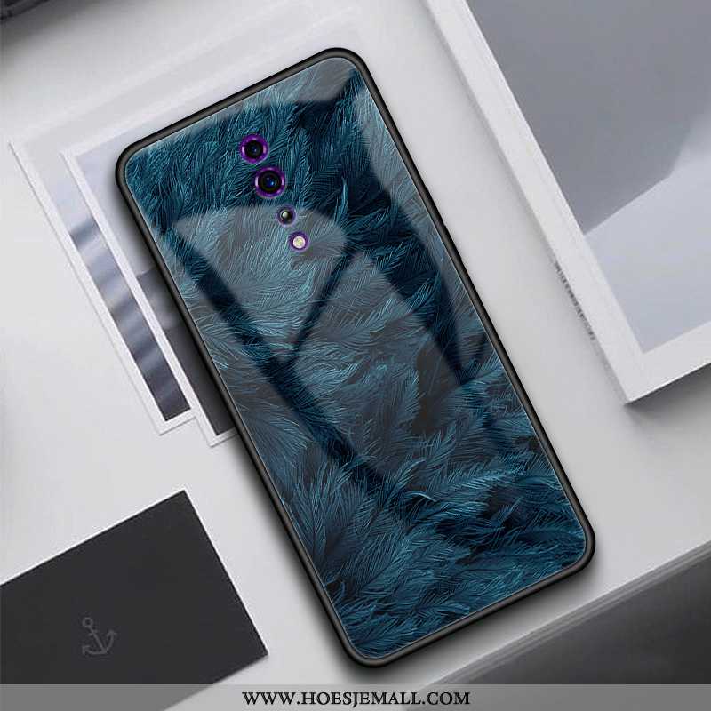 Hoesje Oppo Reno Z Siliconen Glas Anti-fall Trend Licht Mobiele Telefoon Blauw Blauwe