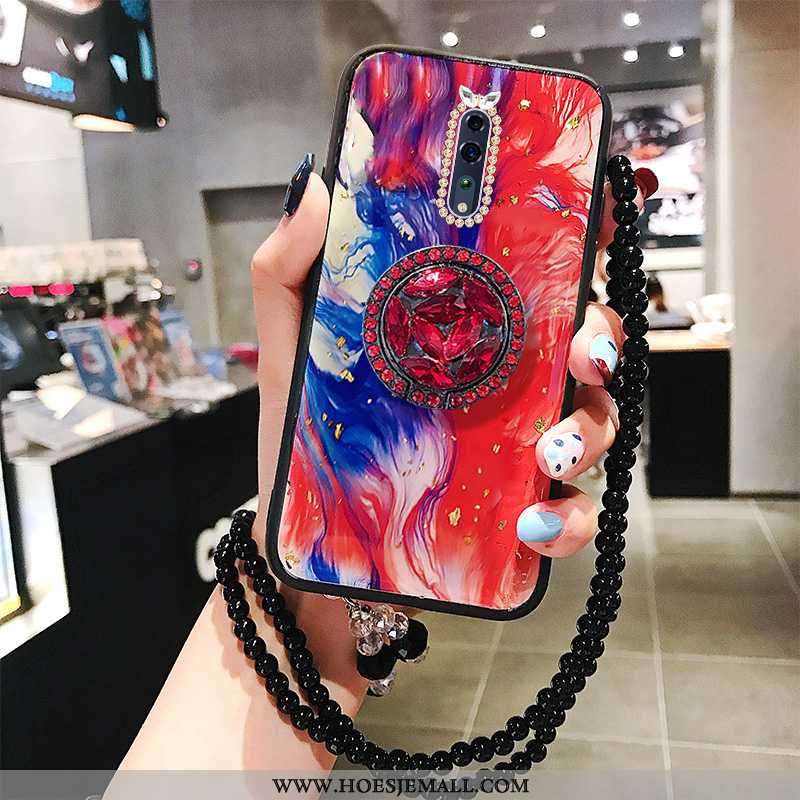 Hoesje Oppo Reno Z Strass Trend Hoes Pompom Mobiele Telefoon Lichte Luxe Rood