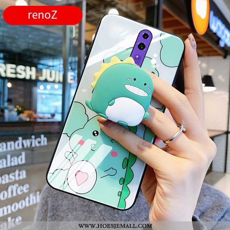 Hoesje Oppo Reno Z Persoonlijk Scheppend Mini Spiegel Mooie Dragon Patroon Mobiele Telefoon Groen