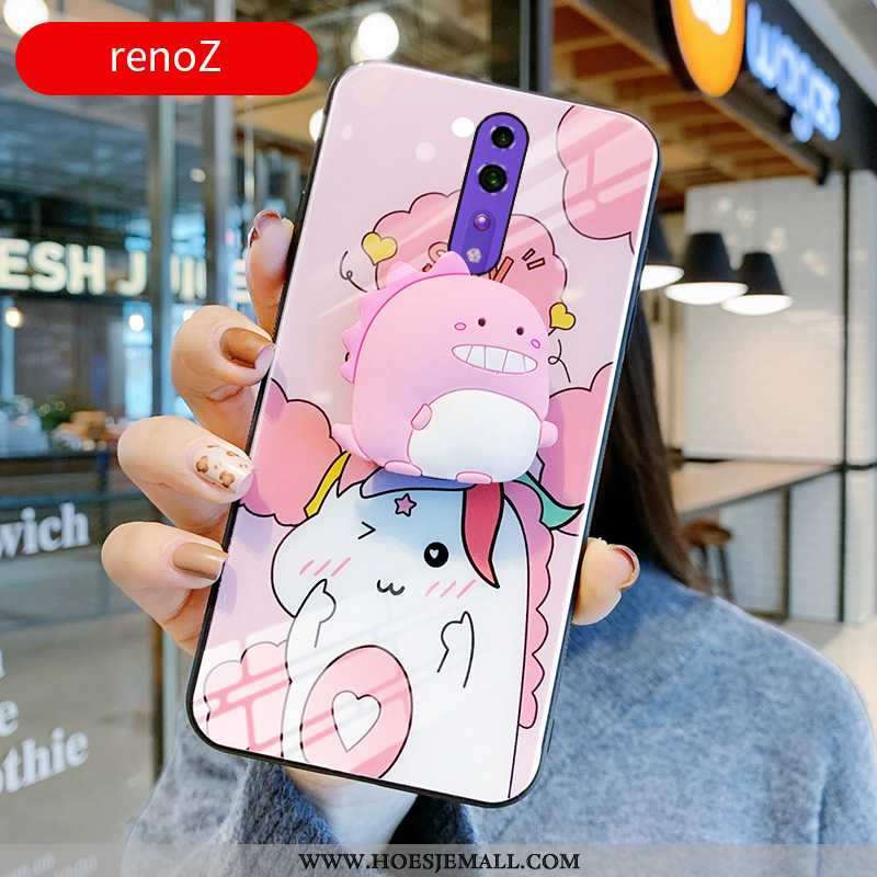 Hoesje Oppo Reno Z Persoonlijk Scheppend Mini Spiegel Mooie Dragon Patroon Mobiele Telefoon Groen