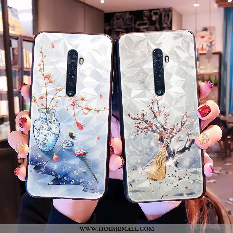 Hoes Oppo Reno2 Patroon Trend Anti-fall Chinese Stijl Blauw Ruit All Inclusive Blauwe