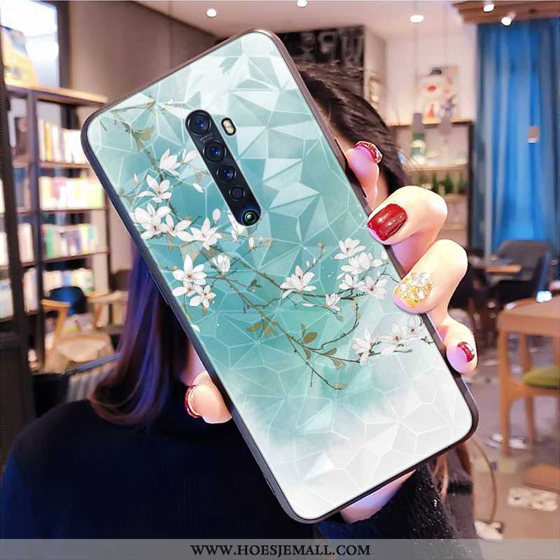 Hoes Oppo Reno2 Patroon Trend Anti-fall Chinese Stijl Blauw Ruit All Inclusive Blauwe