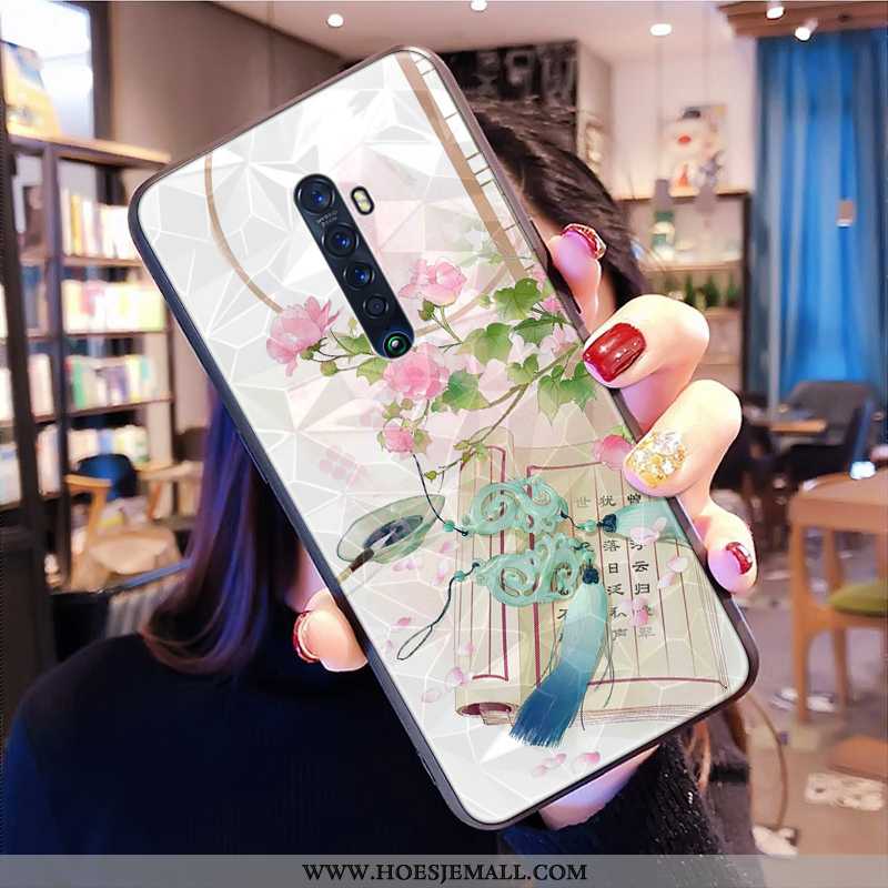 Hoes Oppo Reno2 Patroon Trend Anti-fall Chinese Stijl Blauw Ruit All Inclusive Blauwe