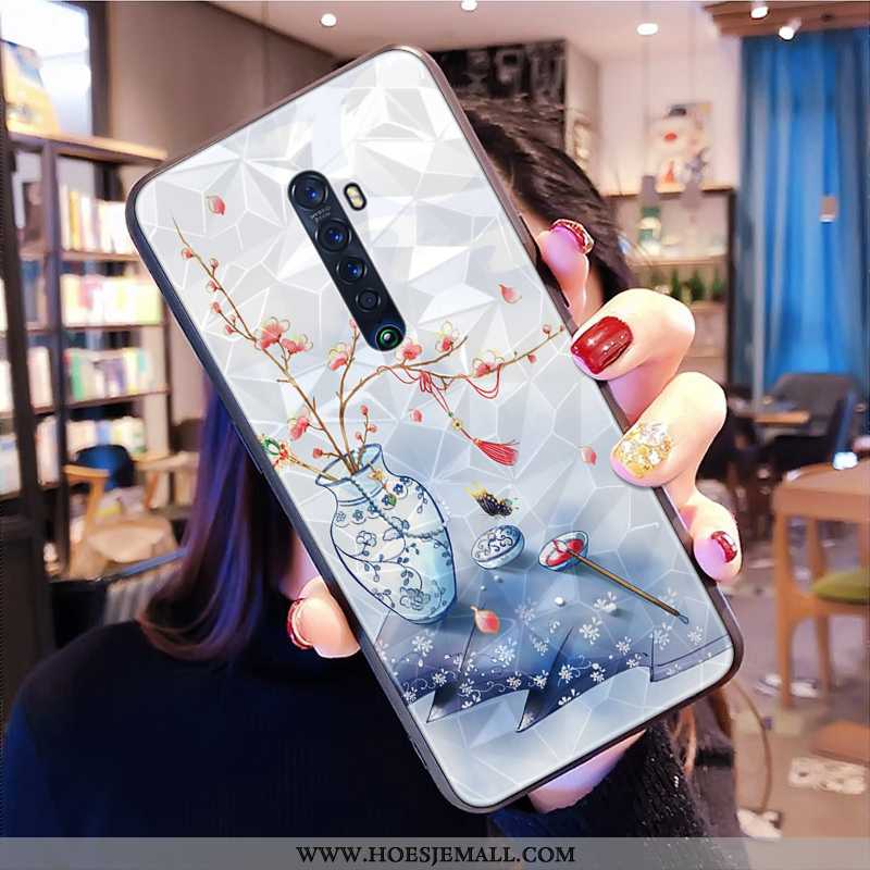 Hoes Oppo Reno2 Patroon Trend Anti-fall Chinese Stijl Blauw Ruit All Inclusive Blauwe