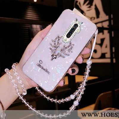 Hoesje Oppo Reno2 Met Strass Kristal Scheppend Trend Eland Zacht Hemming Roze