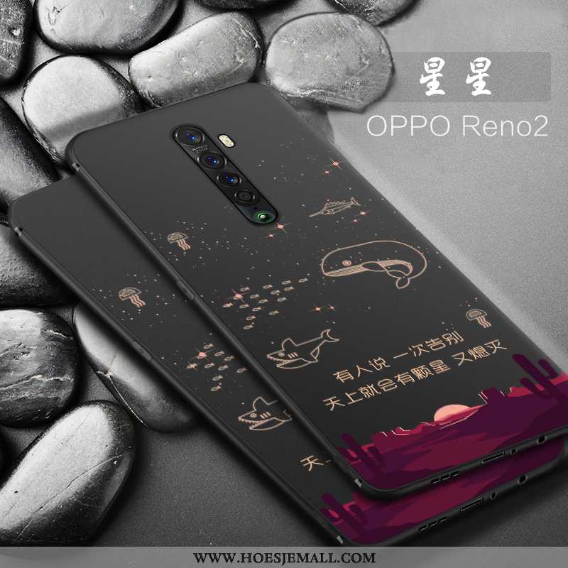 Hoes Oppo Reno2 Dun Zacht Siliconen Anti-fall Bescherming Hoesje Schrobben Zwarte