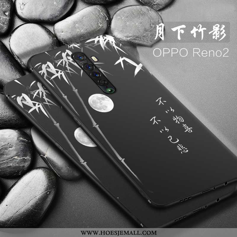 Hoes Oppo Reno2 Dun Zacht Siliconen Anti-fall Bescherming Hoesje Schrobben Zwarte