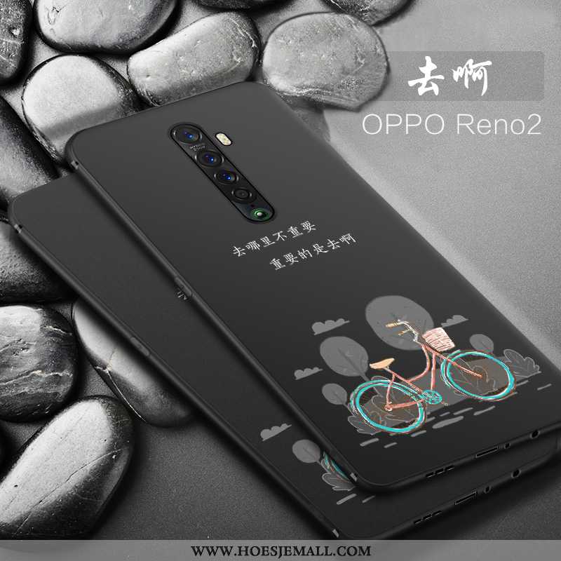 Hoes Oppo Reno2 Dun Zacht Siliconen Anti-fall Bescherming Hoesje Schrobben Zwarte