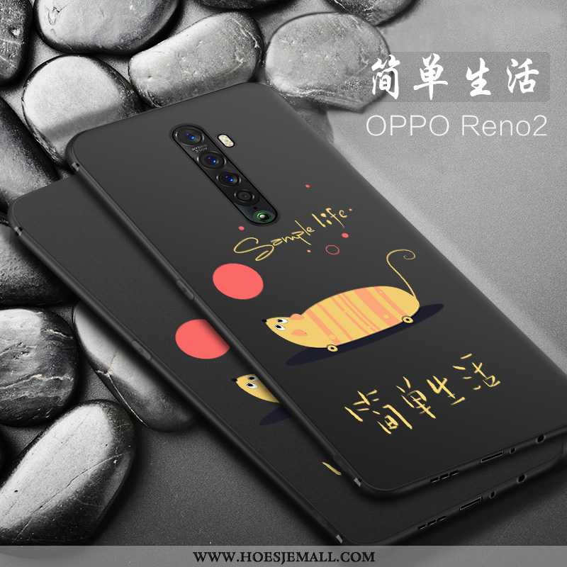 Hoes Oppo Reno2 Dun Zacht Siliconen Anti-fall Bescherming Hoesje Schrobben Zwarte