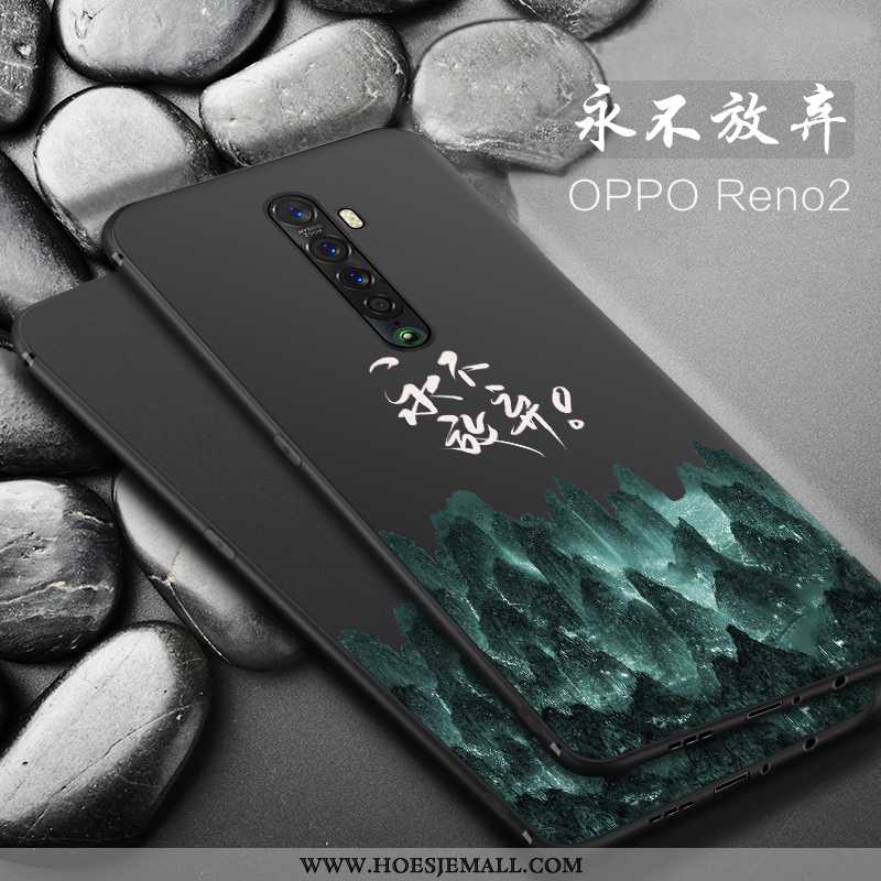 Hoes Oppo Reno2 Dun Zacht Siliconen Anti-fall Bescherming Hoesje Schrobben Zwarte