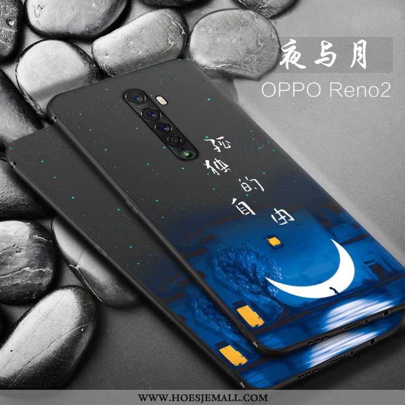 Hoes Oppo Reno2 Dun Zacht Siliconen Anti-fall Bescherming Hoesje Schrobben Zwarte