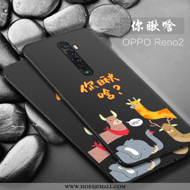 Hoes Oppo Reno2 Dun Zacht Siliconen Anti-fall Bescherming Hoesje Schrobben Zwarte