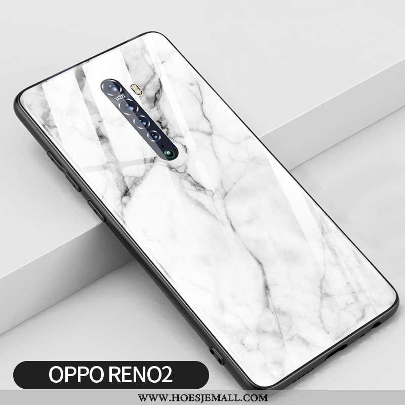 Hoesje Oppo Reno2 Siliconen Glas Scheppend Eenvoudige Anti-fall Wit Witte