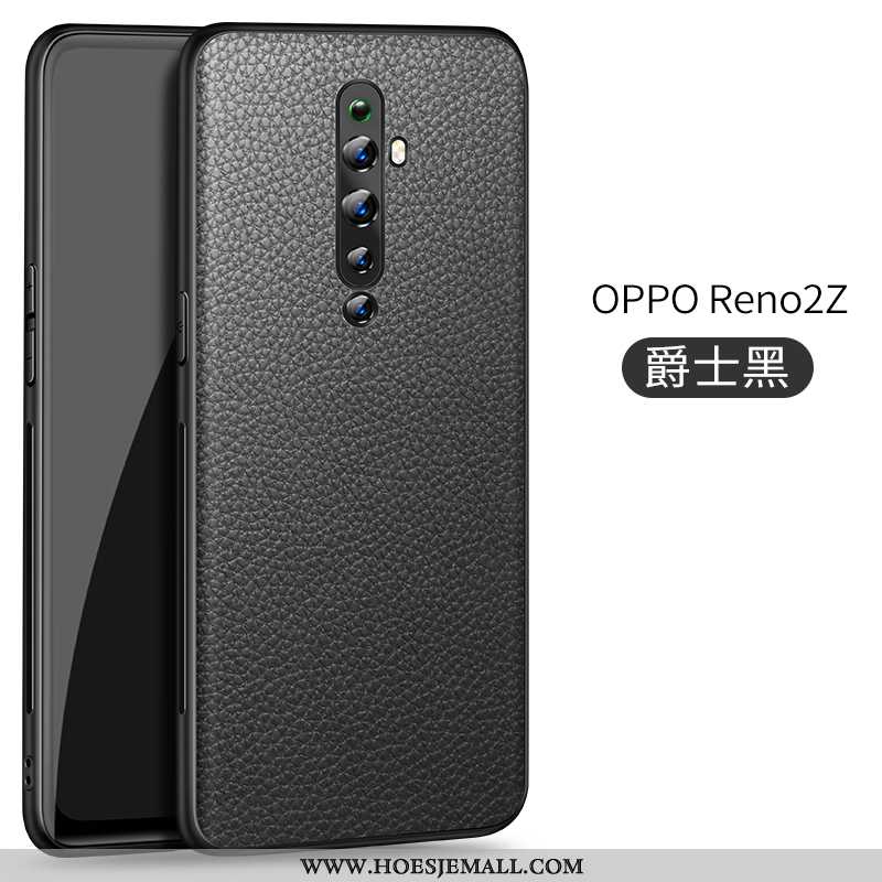 Hoesje Oppo Reno2 Z Dun Leren Soort Aziatische Vrucht Patroon Hoes Mobiele Telefoon Zwart Zwarte