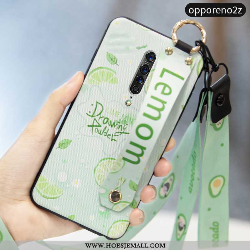 Hoesje Oppo Reno2 Z Trend Zacht Hart Groen Hoes Mini