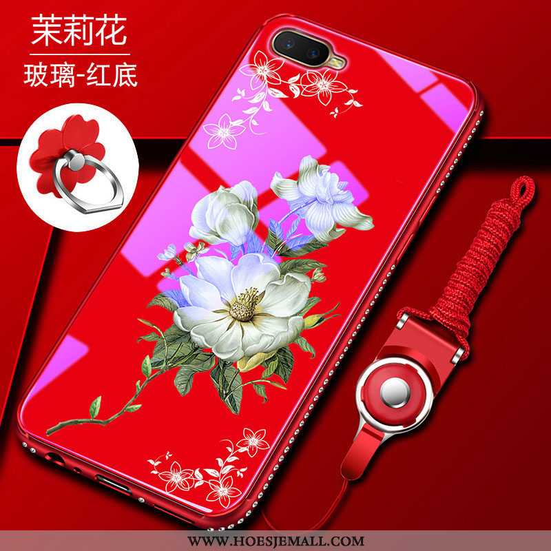 Hoesje Oppo Rx17 Neo Bescherming Glas Tempereren Zacht Hoes Rood Strass