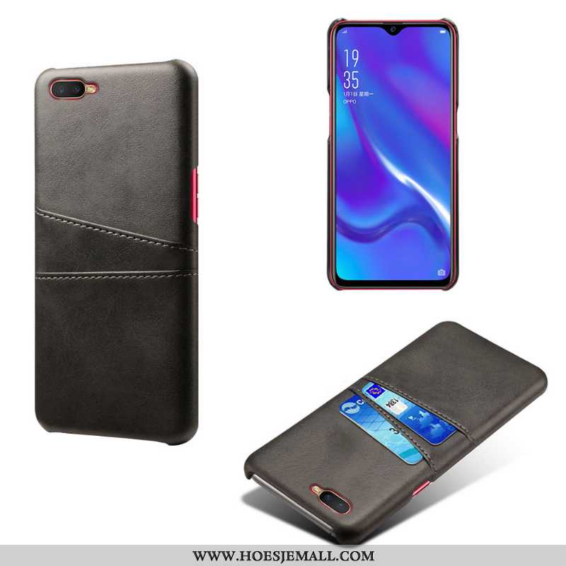 Hoesje Oppo Rx17 Neo Bescherming Leren Kwaliteit Mobiele Telefoon Kaart Anti-fall Leer Grijs