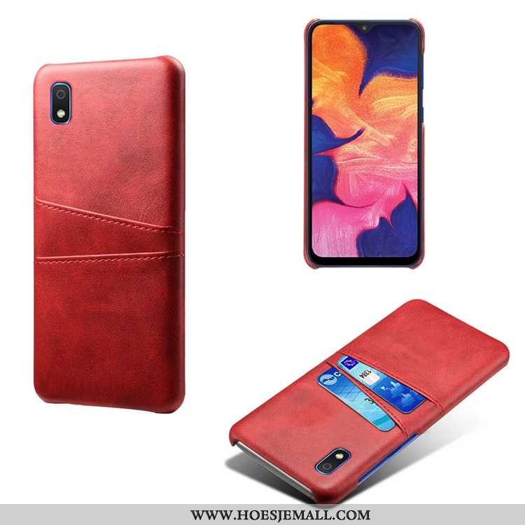 Hoes Samsung Galaxy A10 Leer Patroon Mobiele Telefoon Koe Persoonlijk Ster Hoesje Rood