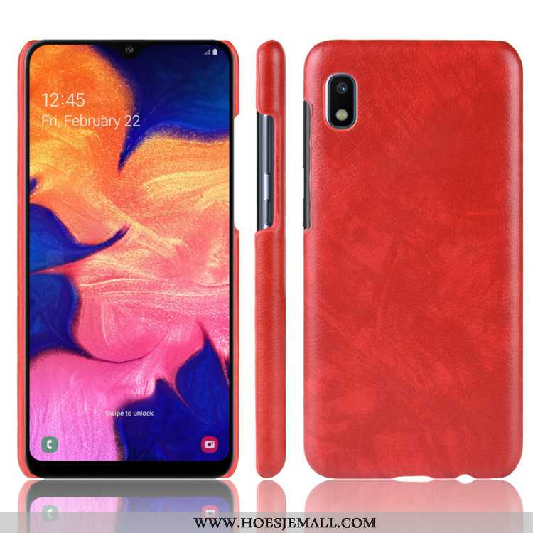 Hoes Samsung Galaxy A10 Patroon Bescherming Ster Soort Aziatische Vrucht Mobiele Telefoon Leer Rood