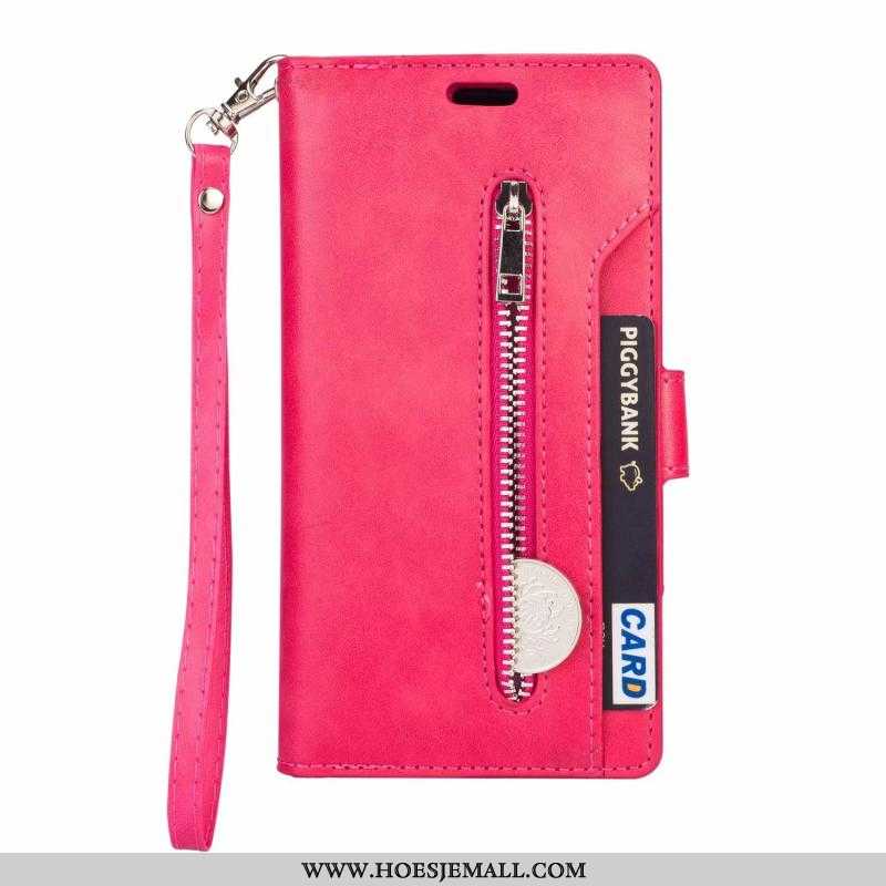 Hoes Samsung Galaxy A10 Leren Hoesje Zacht Mobiele Telefoon Folio All Inclusive Rits Anti-fall Roze