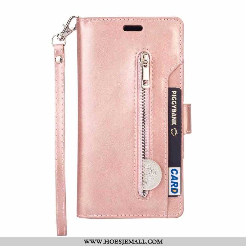 Hoes Samsung Galaxy A10 Leren Hoesje Zacht Mobiele Telefoon Folio All Inclusive Rits Anti-fall Roze