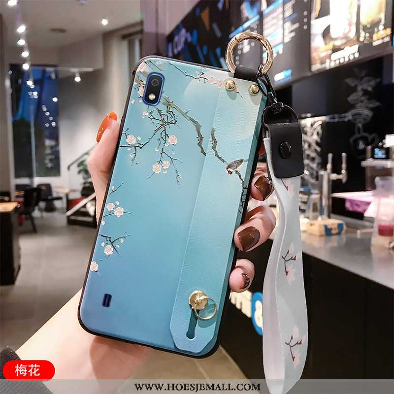 Hoesje Samsung Galaxy A10 Bescherming Hanger Hoes Zacht Chinese Stijl Blauw Siliconen Blauwe