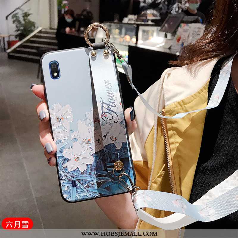 Hoesje Samsung Galaxy A10 Bescherming Hanger Hoes Zacht Chinese Stijl Blauw Siliconen Blauwe