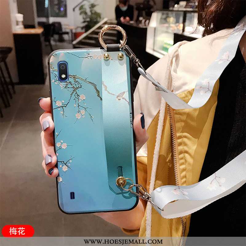 Hoesje Samsung Galaxy A10 Bescherming Hanger Hoes Zacht Chinese Stijl Blauw Siliconen Blauwe