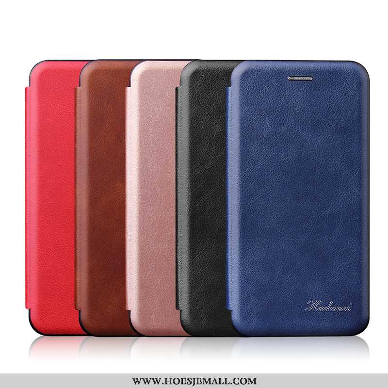 Hoesje Samsung Galaxy A10 Leren Scheppend Mobiele Telefoon Bescherming Dun Folio Trend Donkerblauwe