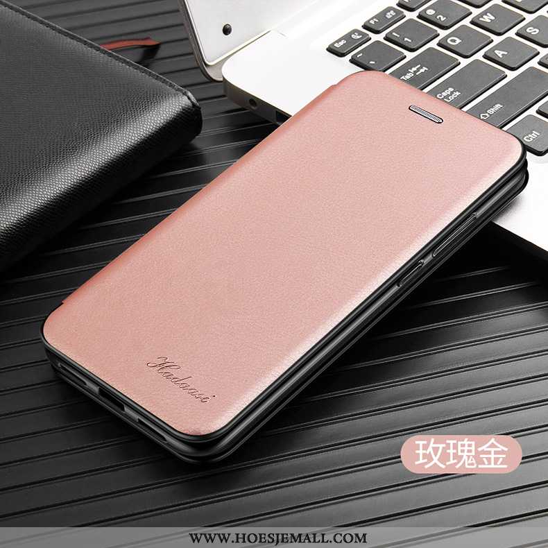 Hoesje Samsung Galaxy A10 Leren Scheppend Mobiele Telefoon Bescherming Dun Folio Trend Donkerblauwe