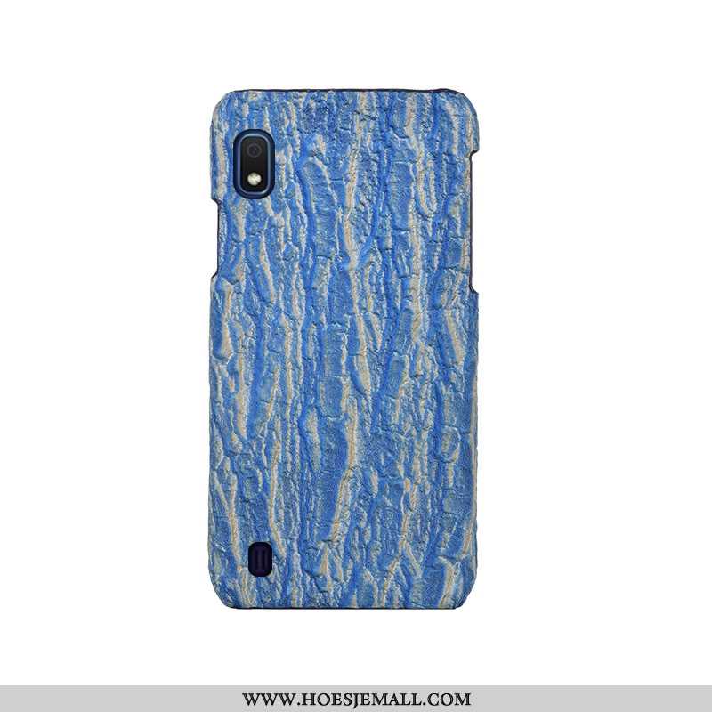 Hoes Samsung Galaxy A10 Leer Bescherming Boom Achterklep Blauw Nieuw Echt Leer Blauwe