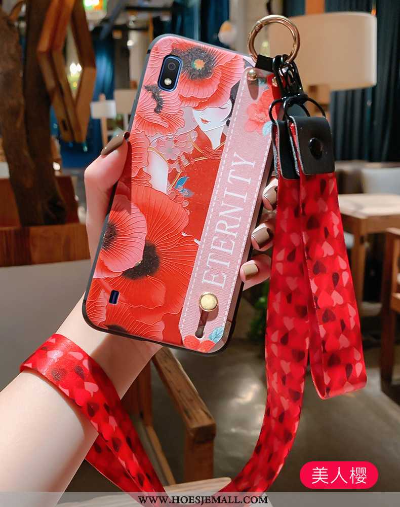 Hoes Samsung Galaxy A10 Opknoping Nek Vintage Mobiele Telefoon Chinese Stijl Ster Zacht Roze