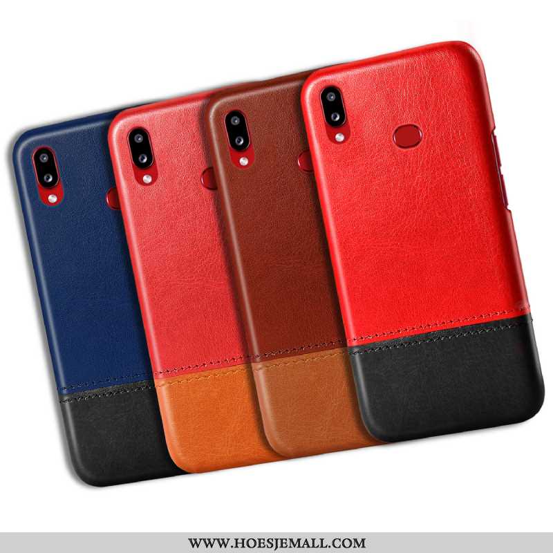 Hoes Samsung Galaxy A10s Leer Rood Verbinding Kwaliteit Hoesje Mobiele Telefoon Hard