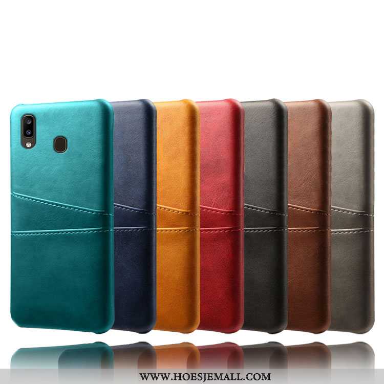 Hoesje Samsung Galaxy A20e Bescherming Leer Kaart Ster Groen Mobiele Telefoon