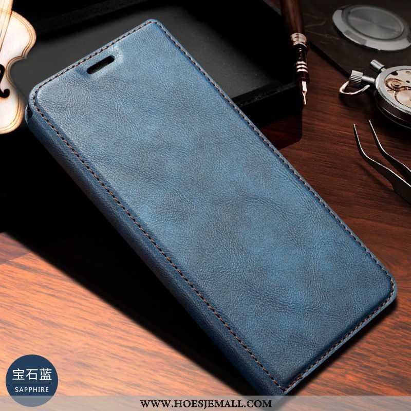 Hoes Samsung Galaxy A20e Leren Hoesje Mobiele Telefoon Folio Kaart Donkerblauw Ster Donkerblauwe