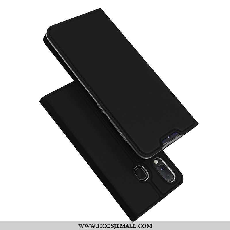 Hoesje Samsung Galaxy A20e Bescherming Leren Folio Anti-fall Zwart Kaart Zwarte