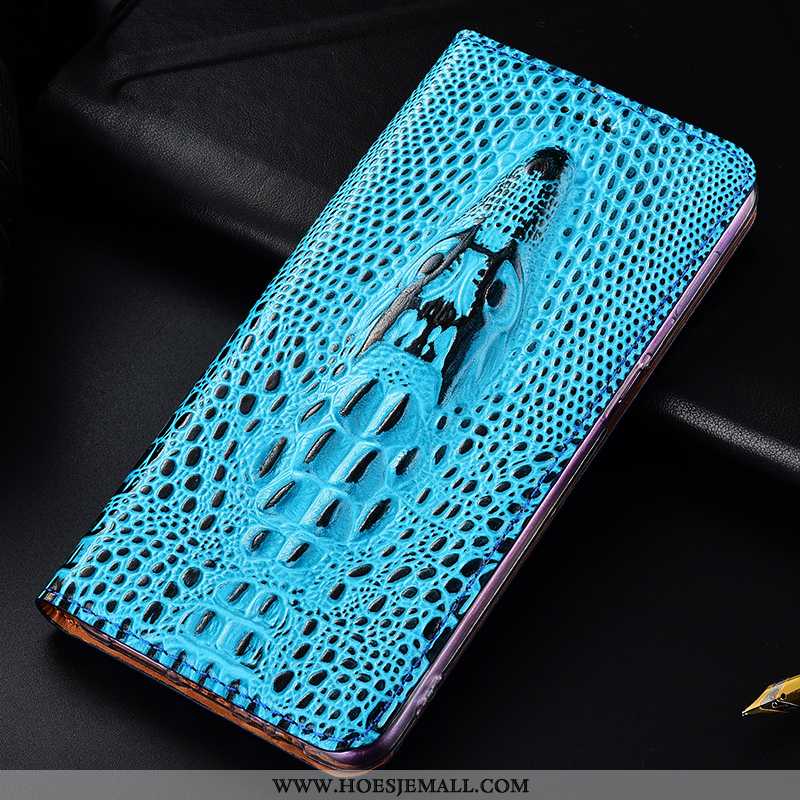 Hoes Samsung Galaxy A20e Leren Hoesje Bescherming Blauw Ster Krokodil Folio Mobiele Telefoon Blauwe