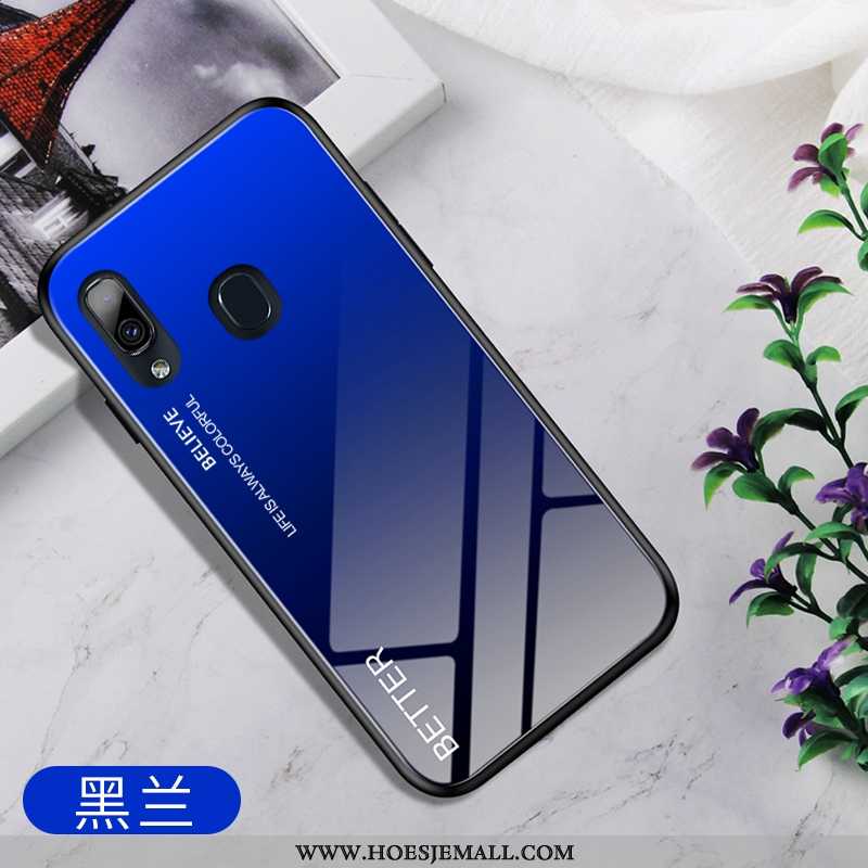 Hoesje Samsung Galaxy A20e Hanger Glas Verloop Mobiele Telefoon Blauw Ondersteuning Blauwe