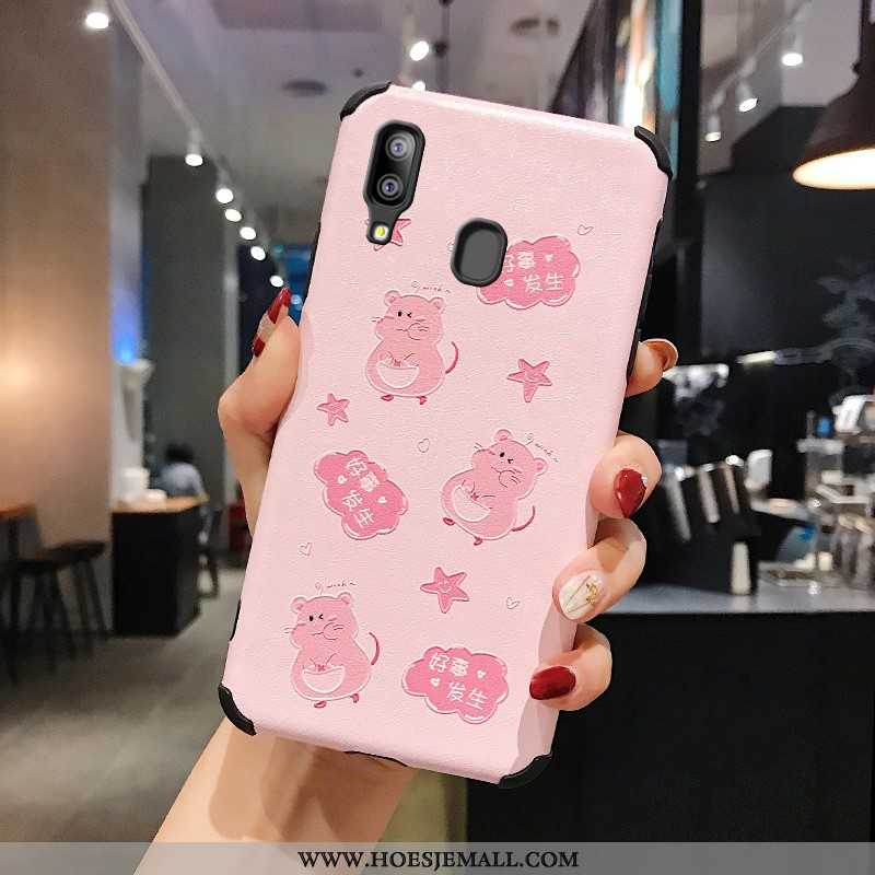 Hoes Samsung Galaxy A20e Schrobben Reliëf Hoesje Anti-fall Mobiele Telefoon Ster Roze