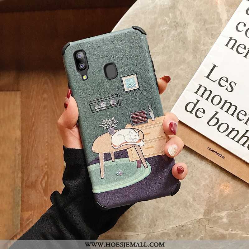 Hoes Samsung Galaxy A20e Schrobben Reliëf Hoesje Anti-fall Mobiele Telefoon Ster Roze