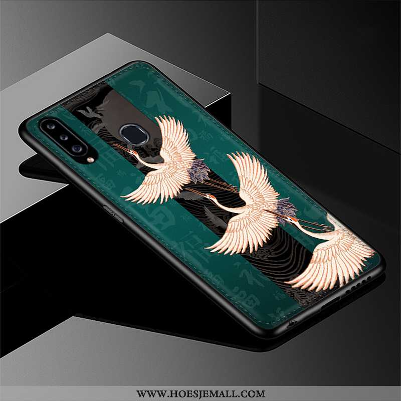 Hoesje Samsung Galaxy A20s Bescherming Reliëf Chinese Stijl Leer Mobiele Telefoon Patroon Ster Donke